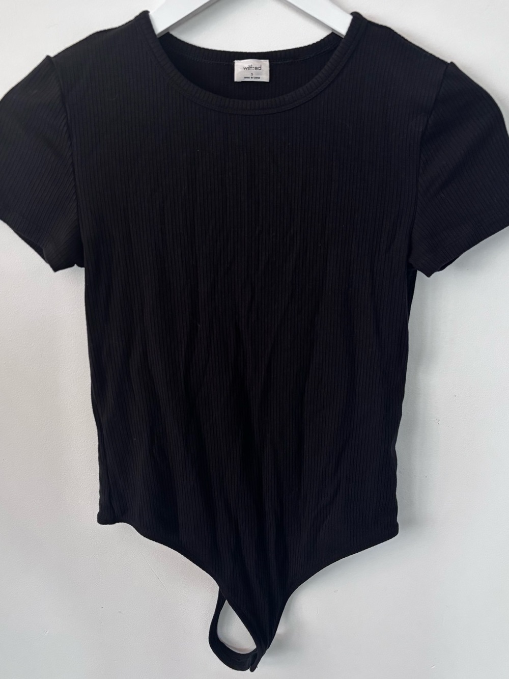 Wilfred Black Ribbed Short-Sleeve Bodysuit Sz Small